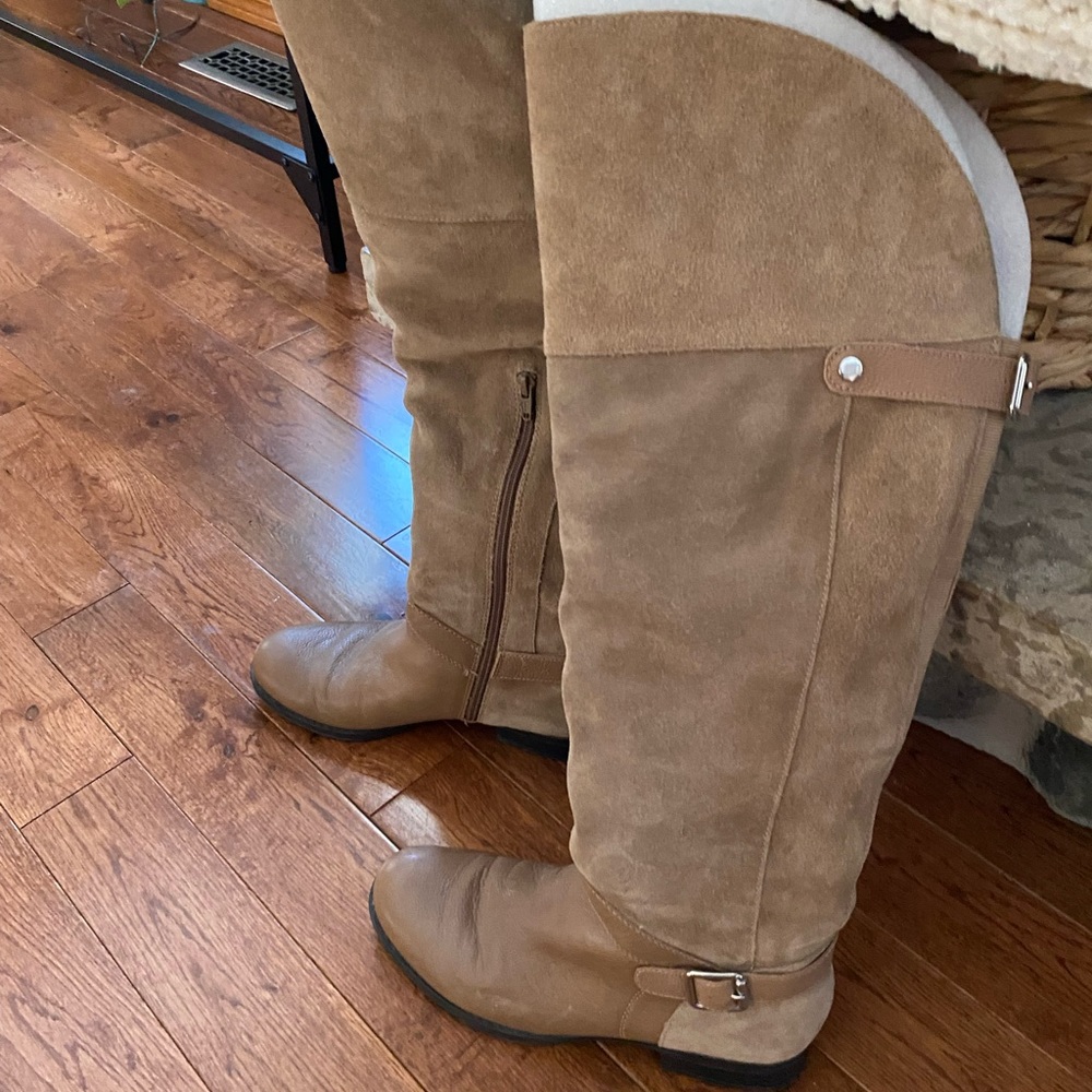 Naturalizer wide calf suede and leather over the knee boots